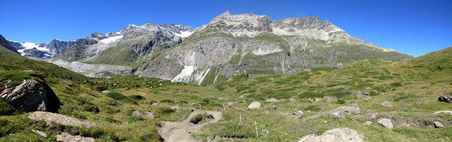schönes Breitbildfoto aufgenommen auf der Stafelalp mit Blick zum Ober Gabelhorn