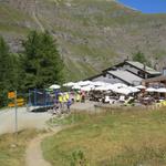 bei der Weggabelung Punkt 2306 m.ü.M. führt der Wanderweg einen Rechtsbogen durch, und wir erreichen das Restaurant Stafelalp