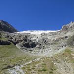 Blick hinauf zur Abrisskante des Hohwänggletscher