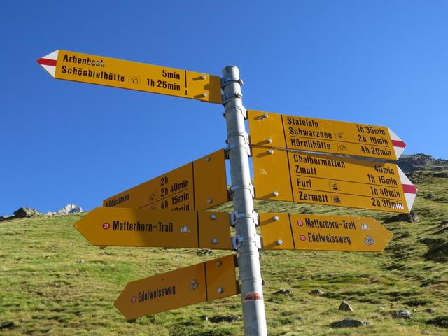 ...erreichen wir die Abzweigung 2327 m.ü.M...