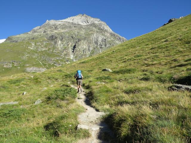wie eingeplant wollen wir über den Höhbalmen-Höhenweg zurück nach Zermatt, und biegen aus diesem Grund hier links ab