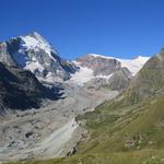 Blick zur Dent d'Hérens mit Zmuttgletscher