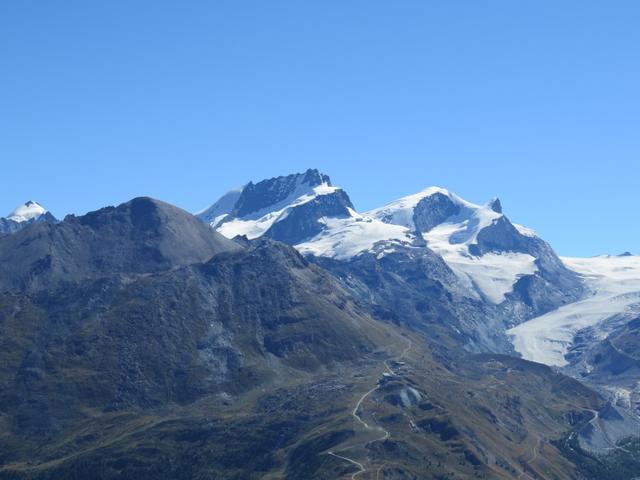 Allalinhorn, Oberrothorn (den wir besucht haben), Rimpfischhorn und Strahlhorn