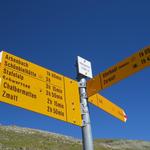 Wegweiser auf Höhbalmen, 2665 m.ü.M. ab hier beginnt nun der Abstieg nach Alterhaupt