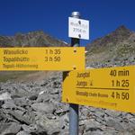 Wegweiser auf der Rinderälpji 2704 m.ü.M.