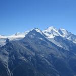 Blick auf Balfrin, Nadelhorn, Lenzspitze, Dom und Täschhorn