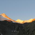 Blick auf Brunegghorn, Weisshorn und Bishorn