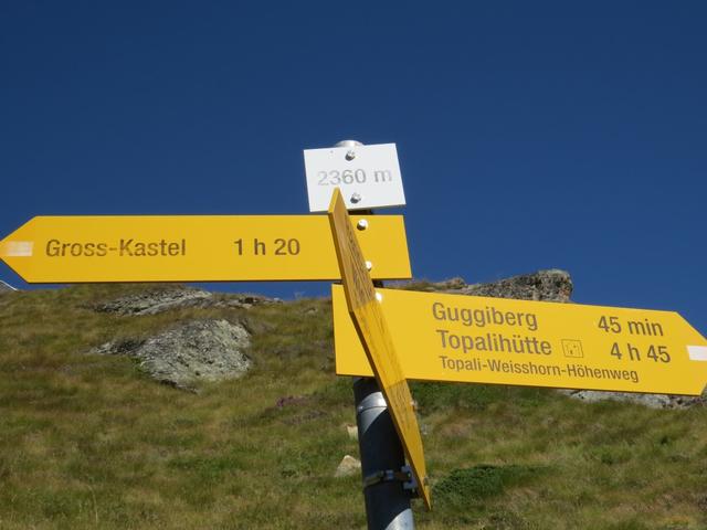 Wegweiser auf dem Längenflueberg 2360 m.ü.M.