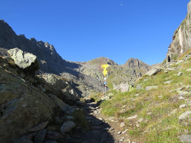 über einen gut angelegten und markierten Wanderweg erreichen wir über steile Flanken einen kleinen Übergang 2351 m.ü.M.