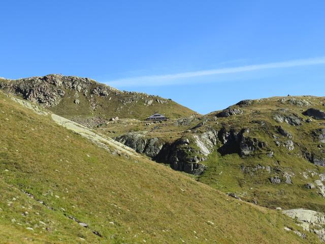 Blick zur Badushütte. Die haben wir besucht als wir auf dem Rossbodenstock und Pazolastock waren