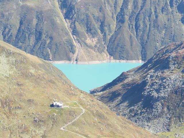 Blick zur Maighelshütte, die wir auch schon besucht haben, und dahinter der Lai da Curnera