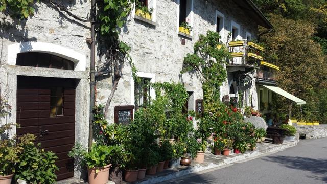 auf der Strasse Richtung Intragna kommen wir am Grotto du Rii vorbei. Spontan entscheiden wir uns hier einzukehren