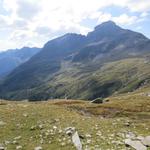 unterhalb des Pizzo Castello auf der Alpe Masnee, ist die Capanna Poncione di Braga ersichtlich