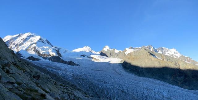 Blick auf Liskamm, Castor, Pollux und Breithorn