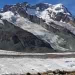 Blick auf Pollux, Roccia Nera, Breithorn, Schwärzegletscher, Breithorngletscher und Gornergletscher