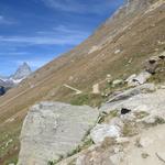 kurz vor der Weggabelung Punkt 2695 m.ü.M. am Vortag sind wir vom Gornergrat hier heruntergewandert