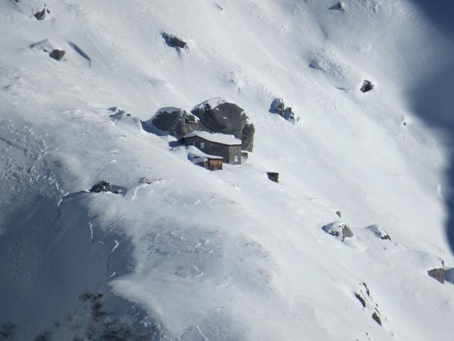 Blick zur Spannorthütte, die wir besucht haben als wir zur Schlossberglücke hinauf gewandert sind