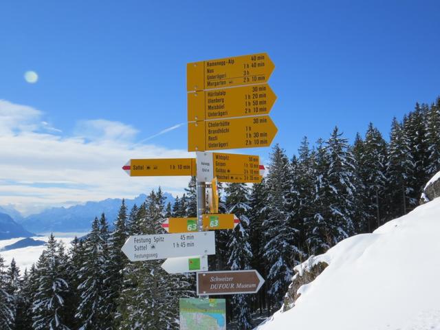 Wegweiser auf der Halsegg 1320 m.ü.M.