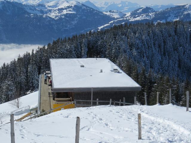 Blick auf das Bergrestaurant Wildspitz, wo wir eine Mittagspause eingelegt haben