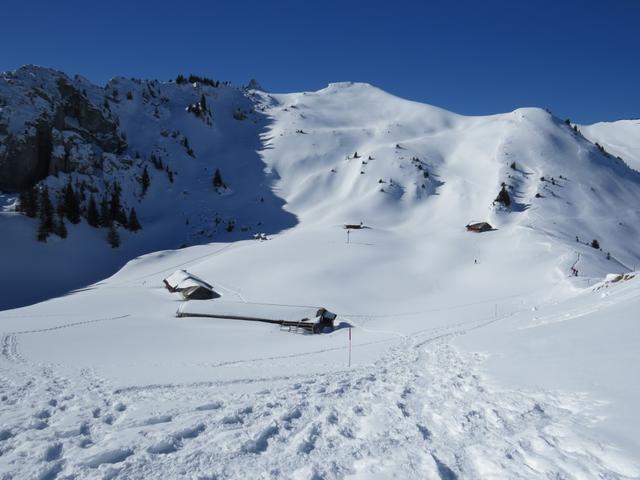 Blick auf die Alpsiedlung unterhalb von Punkt 1799 m.ü.M.