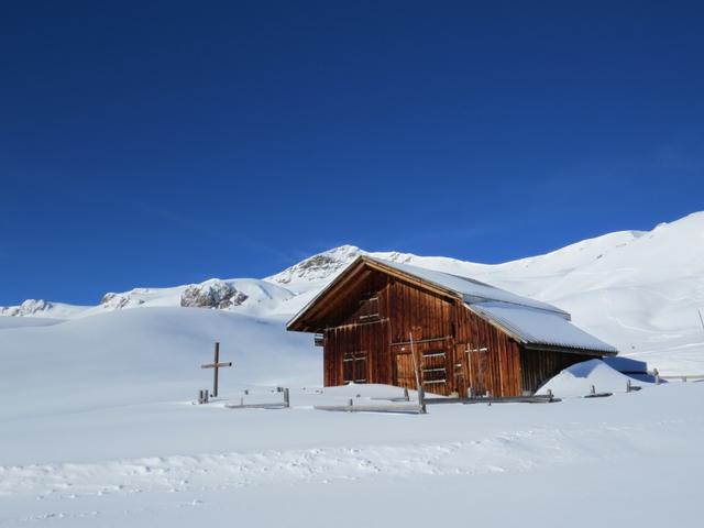 bei dieser Alphütte Treien 1887 m.ü.M. direkt neben der Skipiste...