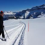 vor uns taucht die Spitzmeilenhütte auf