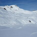 Blick von Schafläger über die Alp Fursch. Gut ersichtlich die Spuren die wir heute morgen gelegt haben