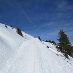 wir müssen auf dem Winterwanderweg hinauflaufen