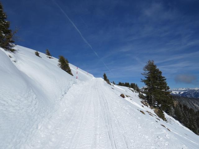 wir müssen auf dem Winterwanderweg hinauflaufen