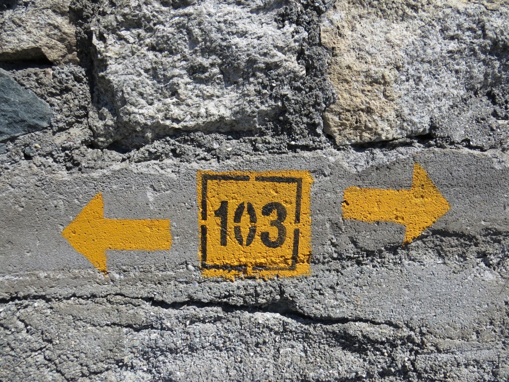 dia Via Francigena ist im ganzen Aostatal zusätzlich mit der Nummer 103 markiert
