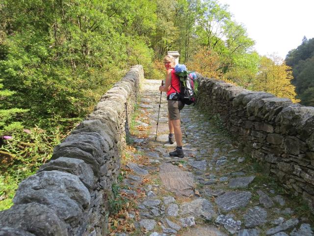 wir überqueren die Brücke, die sich mit elegantem Schwung über die Schlucht der Melezza wölbt