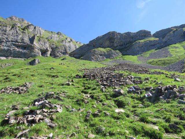 bei einer namenslosen und nicht markierter Weggabelung, biegen wir links ab