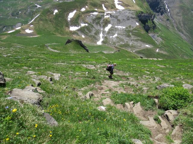 auf diesem Bild ist es gut ersichtlich wie steil die Bergflanke ist