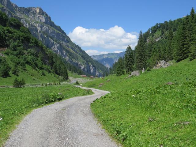 rechts abbiegend und auf der Alpstrasse bleibend...