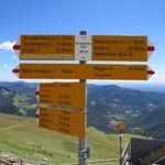 Wegweiser bei der Bergstation der Zahnradbahn 1601 m.ü.M.