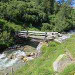unterhalb von Cogns überschreiten wir über eine Holzbrücke den Wildbach Adont