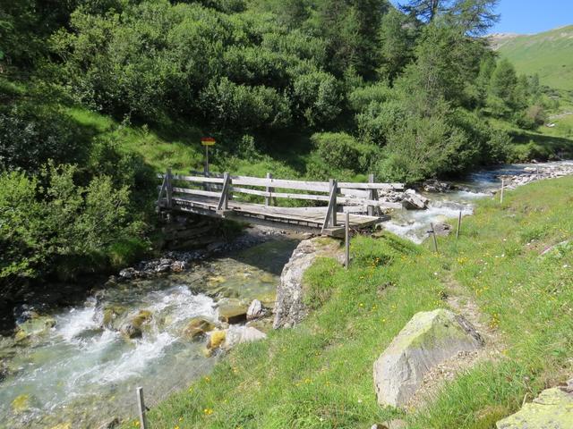 unterhalb von Cogns überschreiten wir über eine Holzbrücke den Wildbach Adont