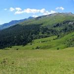 schönes Breitbildfoto, aufgenommen bei Punkt 2089 m.ü.M. mit Blick Richtung Savognin