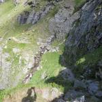 Blick in die Schlucht mit dem Namen "Höll". Bei Schnee oder nach Regentage möchten wir die Schlucht nicht durchquere