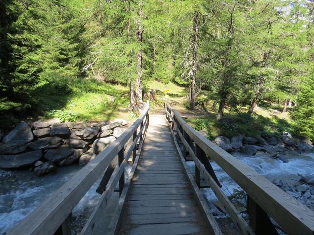 über eine Holzbrücke Punkt 1687 m.ü.M., überqueren wir die Dranse de Ferret...