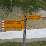 Wegweiser beim Petit Col Ferret 2490 m.ü.M.
