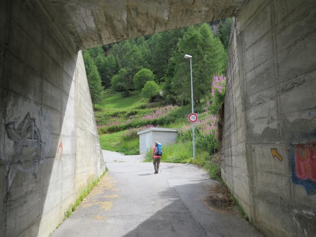 wir unterqueren die Schnellstrasse die zum Grossen Sankt Bernhard führt