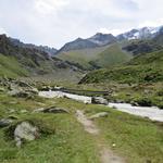 bei Punkt 2154 m.ü.M. überqueren wir über eine kleine Brücke den Valsorey Bach