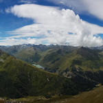 schönes Breitbildfoto Mont Vélan, Grandes Jorassses, Aig. Triolet, Mont Dolent, Tour Noir, Aig. d'Argentière, Aig. du Tour