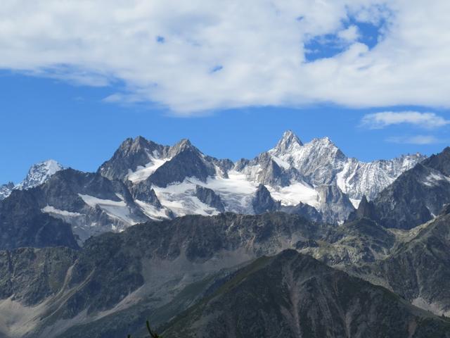 Blick zu den Aiguille de l'A Neuve, d'Argentière, Chardonnet und Aiguilles Dorées