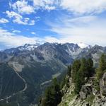 Blick Richtung Saleina, La Breya, Val d'Arpette und Trient Gebiet