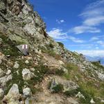 der Bergweg ist wie auf der ganzen Strecke immer gut ersichtlich und markiert