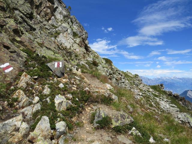 der Bergweg ist wie auf der ganzen Strecke immer gut ersichtlich und markiert