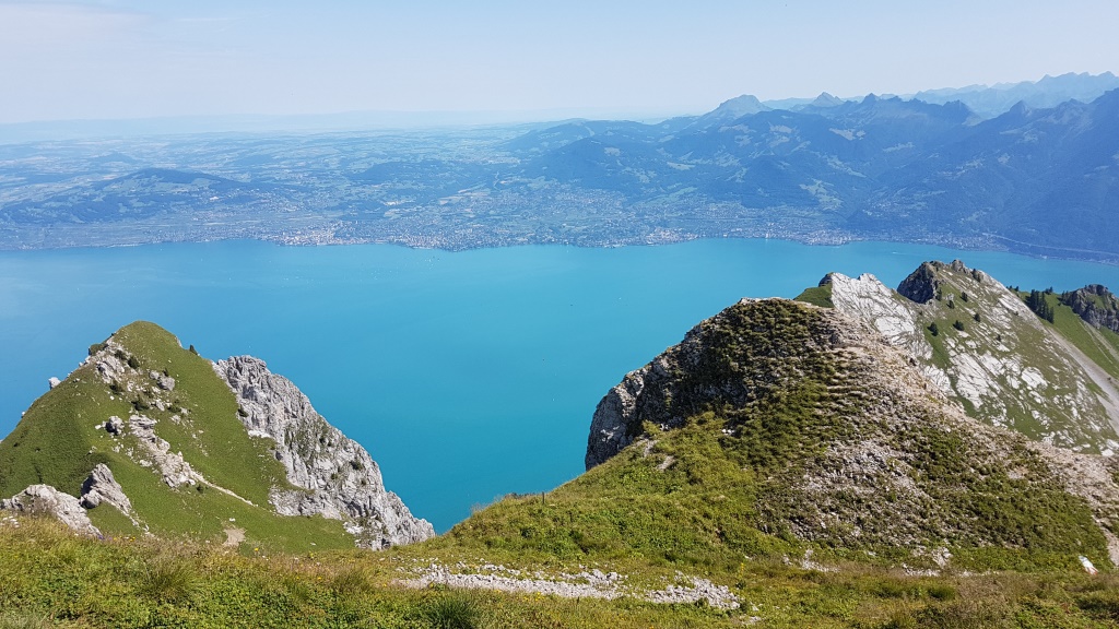 Blick zur anderen Seeseite nach Vevey und Montreux