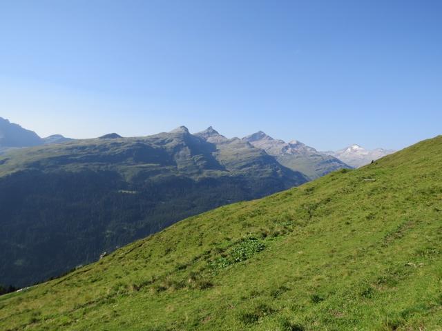 Gipfeltrio über dem Valsertal. von links nach rechts Guraletschhorn, Fanellahorn und Güferhorn